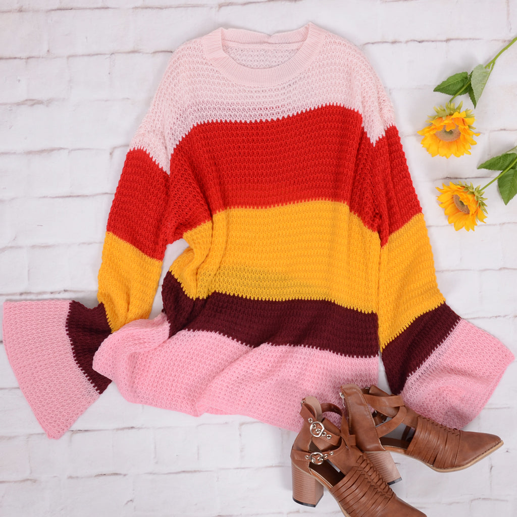 Striped Color Block Light Knit Sweater