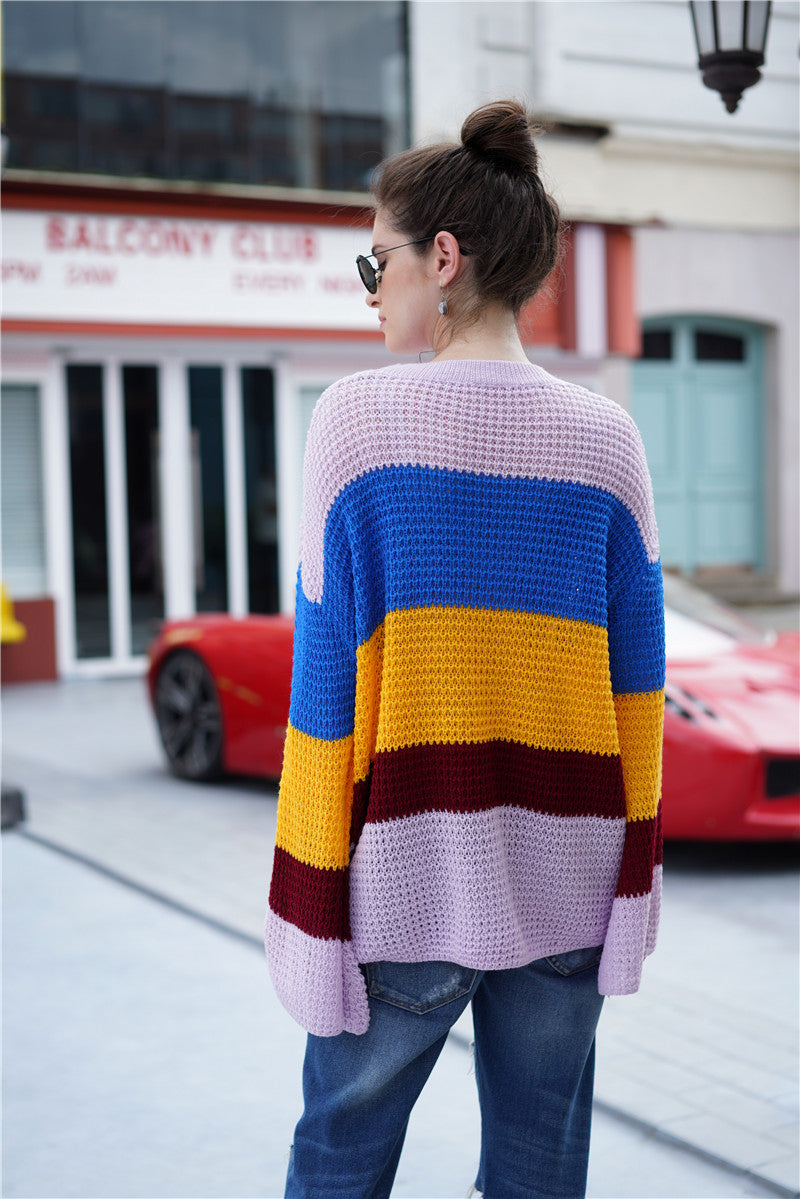 Striped Color Block Light Knit Sweater