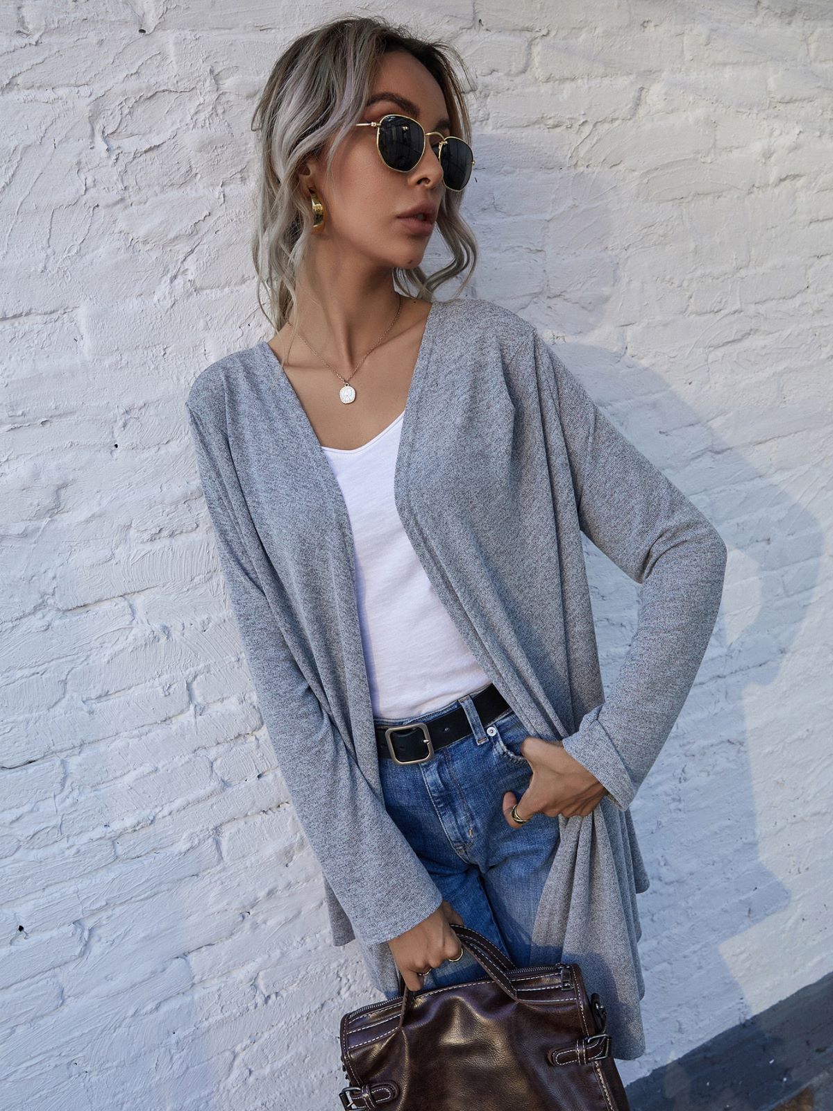 Asymmetrical Hem Long Cardigan
