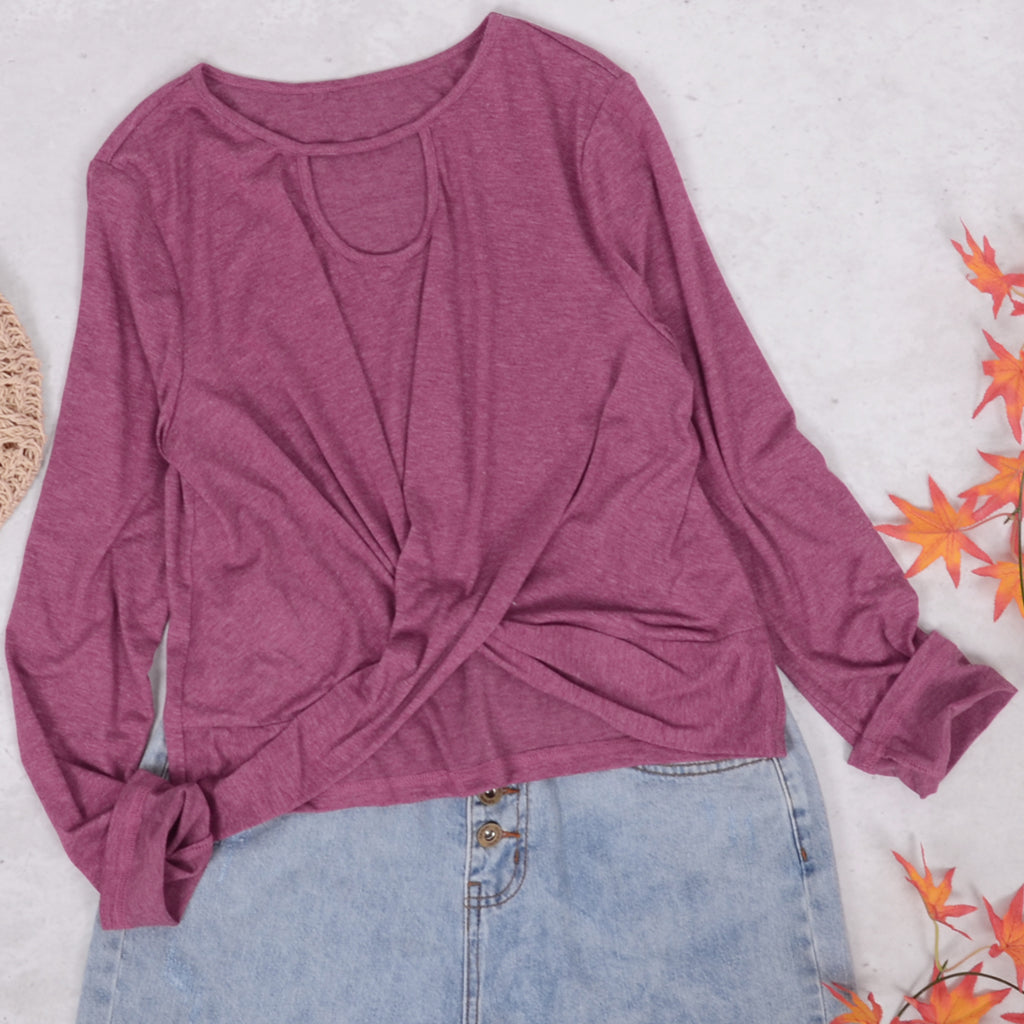 Keyhole Neck Twist Front Top