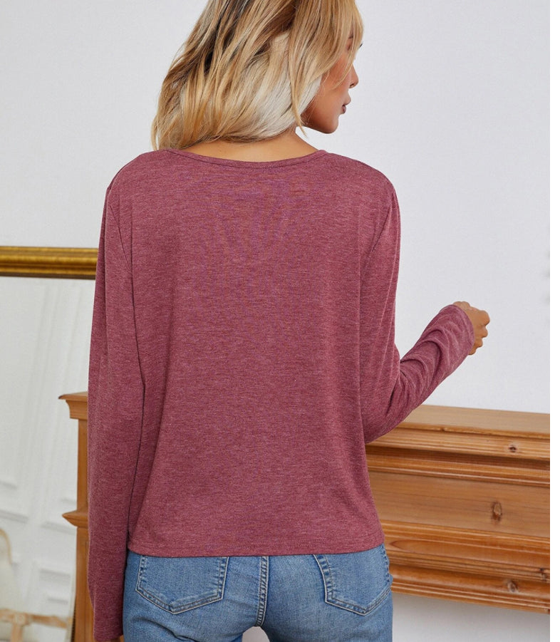 Keyhole Neck Twist Front Top