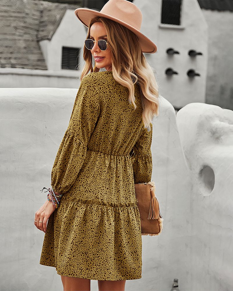 Tie Neck Bishop Sleeve Dress