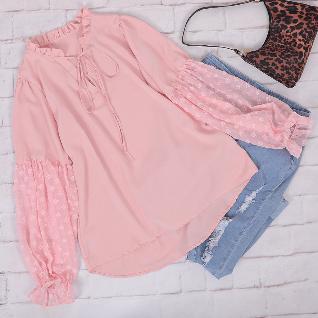 Blusa campesina con mangas de farol