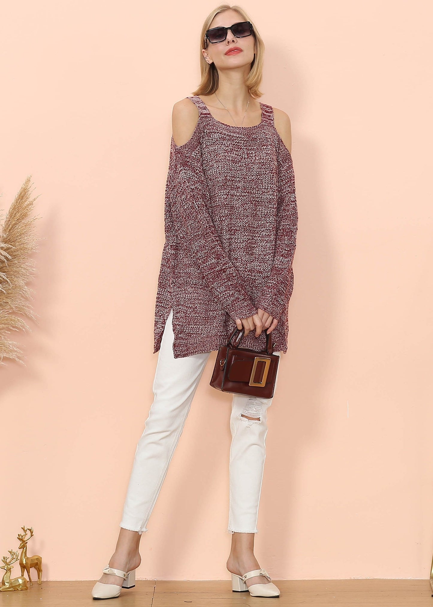 Suéter oversize con hombros descubiertos