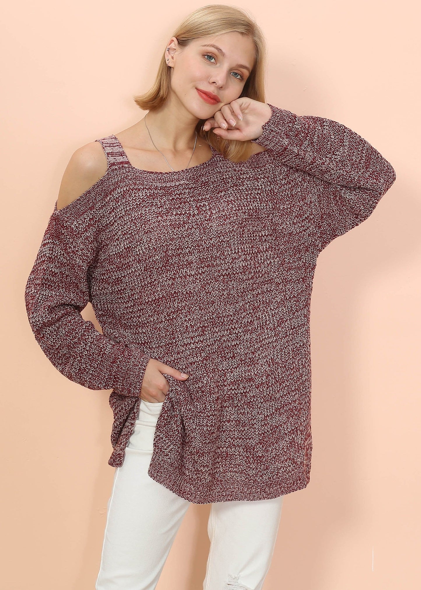 Suéter oversize con hombros descubiertos