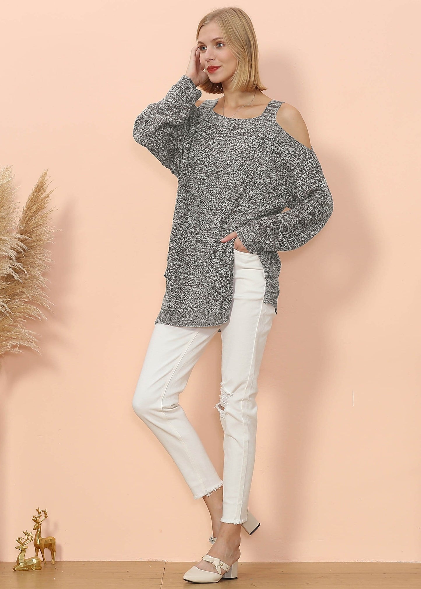 Suéter oversize con hombros descubiertos