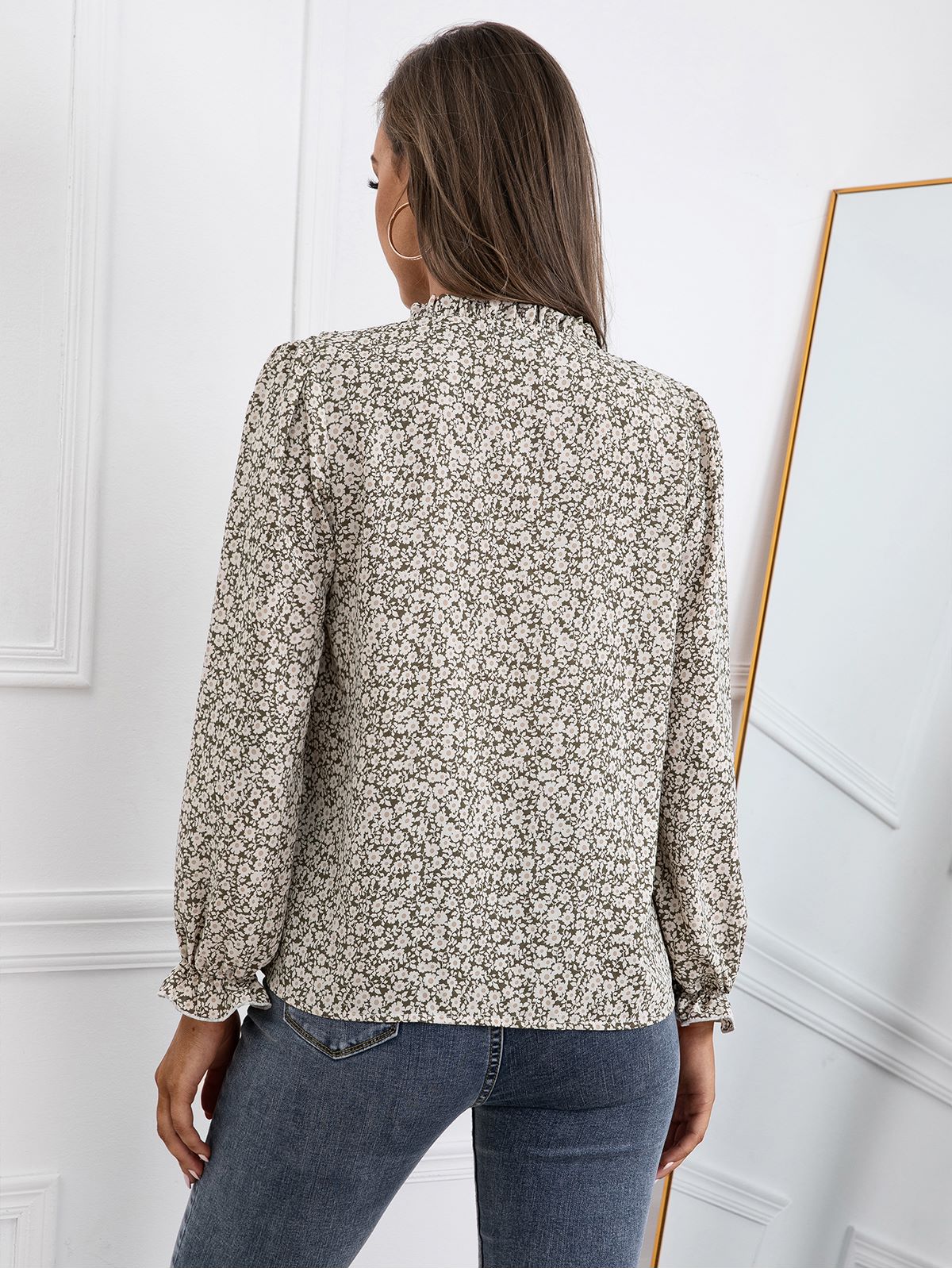 Tie Neck Vintage Floral Blouse