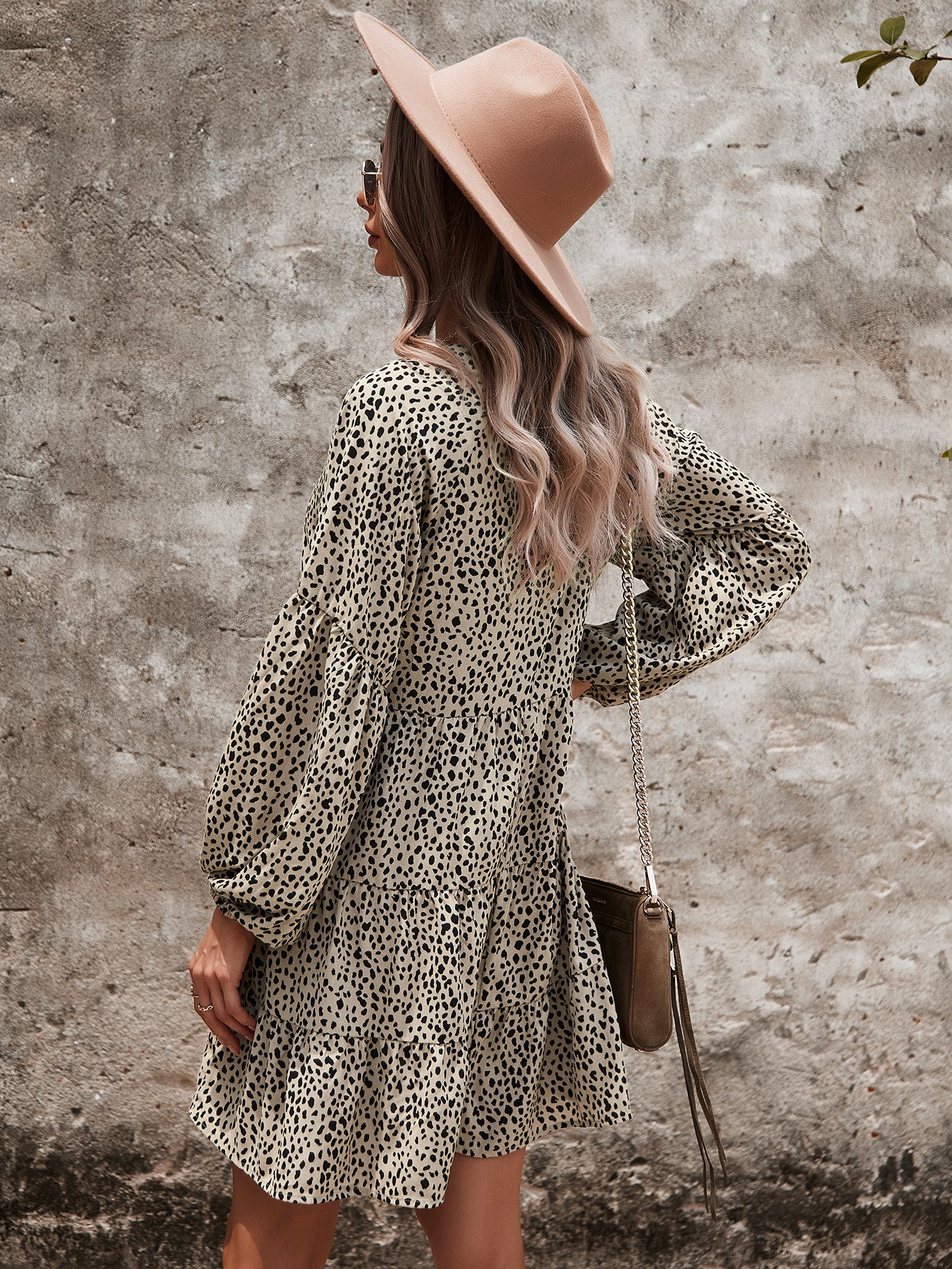 Drop Shoulder Cheetah Print Dress