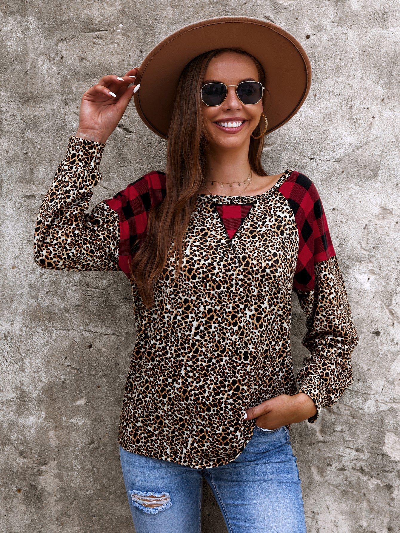 Two Tone Mixed Print Sweater