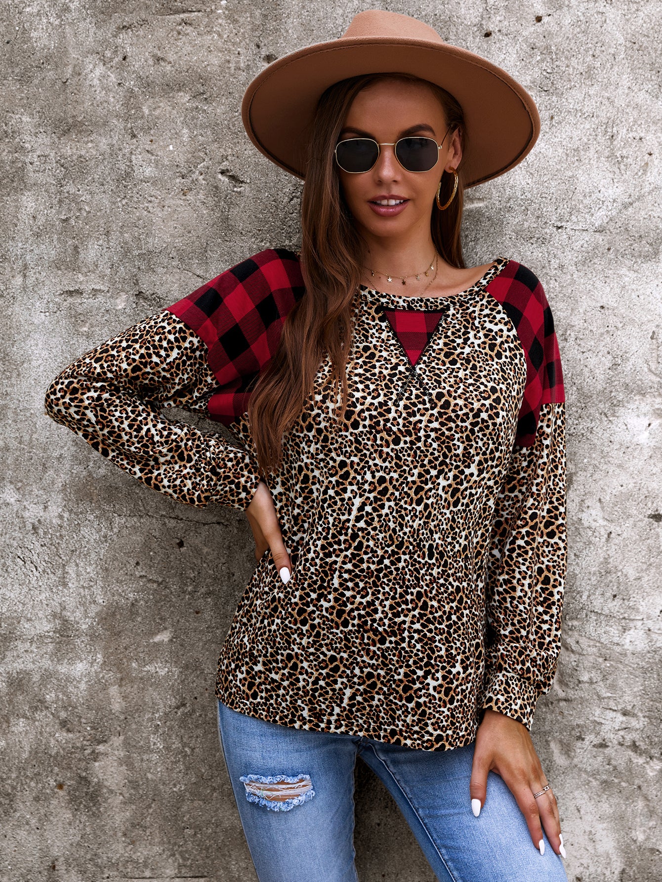 Two Tone Mixed Print Sweater