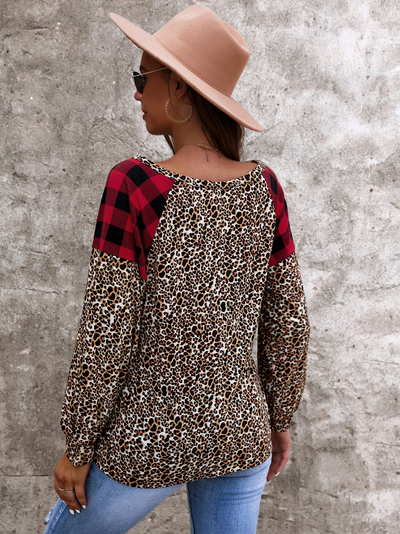 Two Tone Mixed Print Sweater