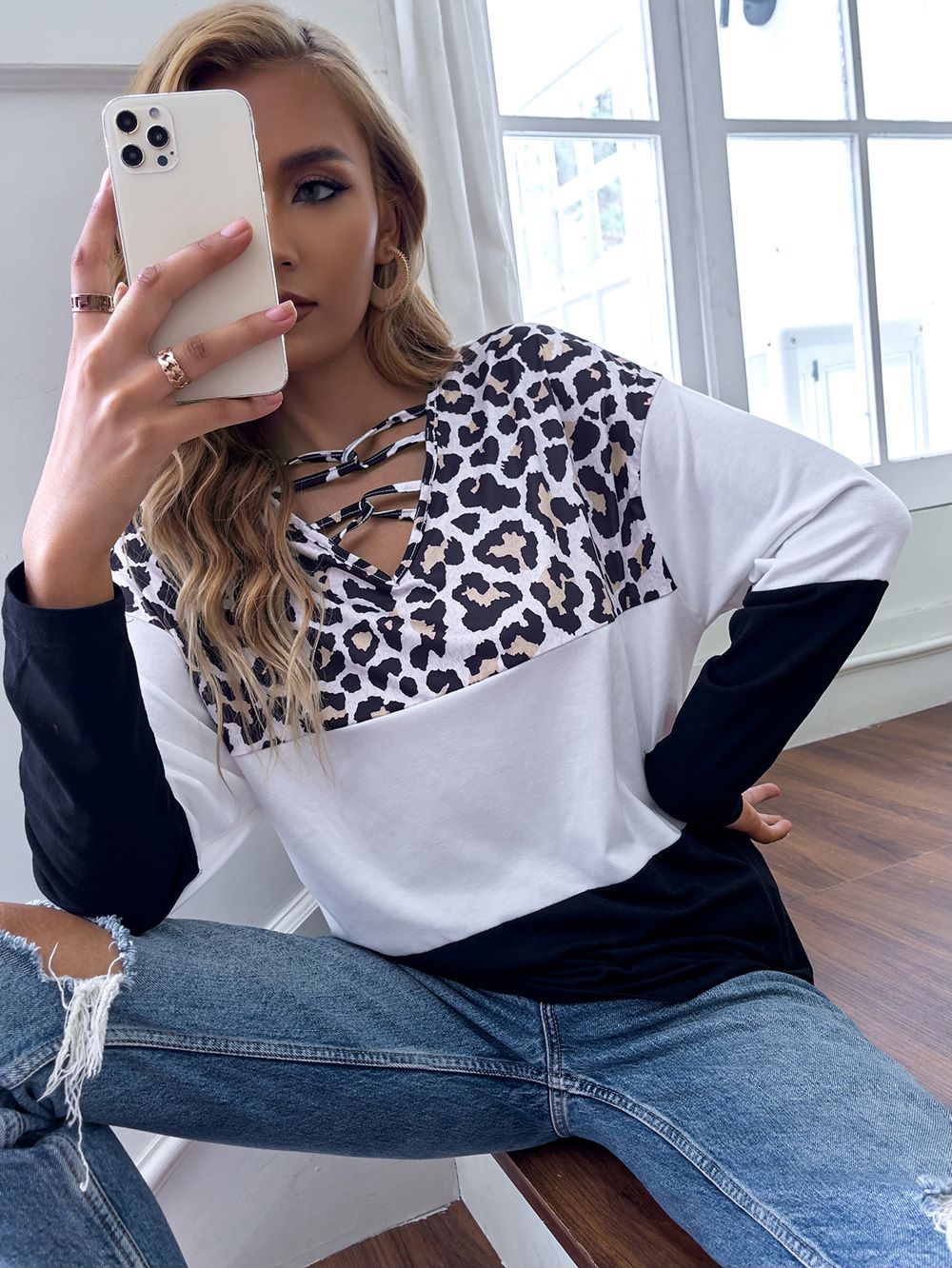 Color Block Interlock Sweater