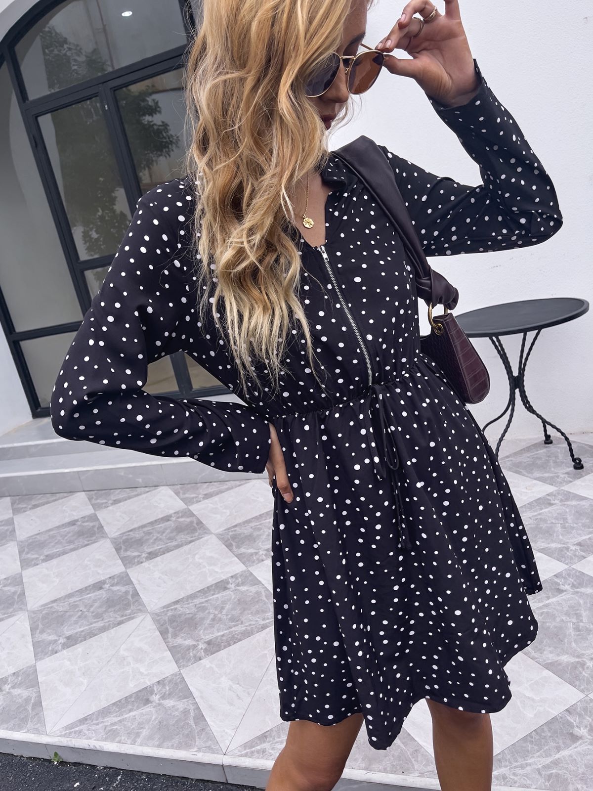 Zip Up Polka Dot Dress
