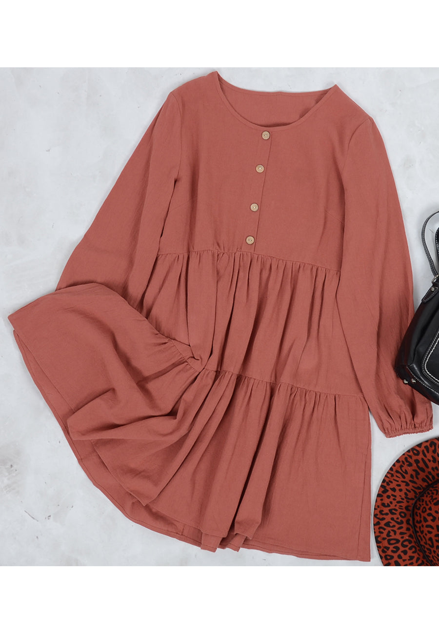 Vestido camisero de cuello redondo