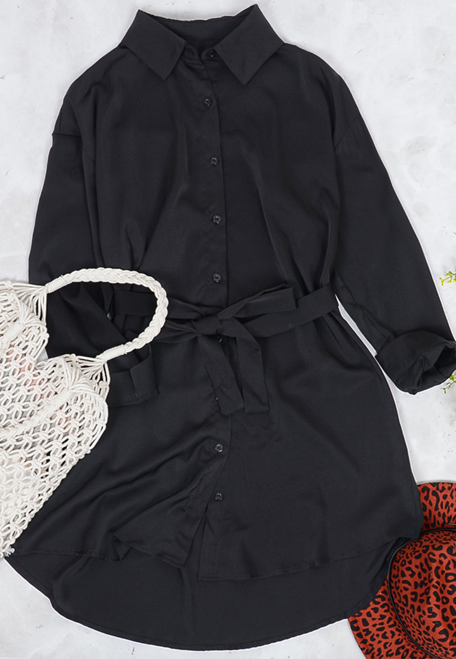 Solid Button Down Polo Dress