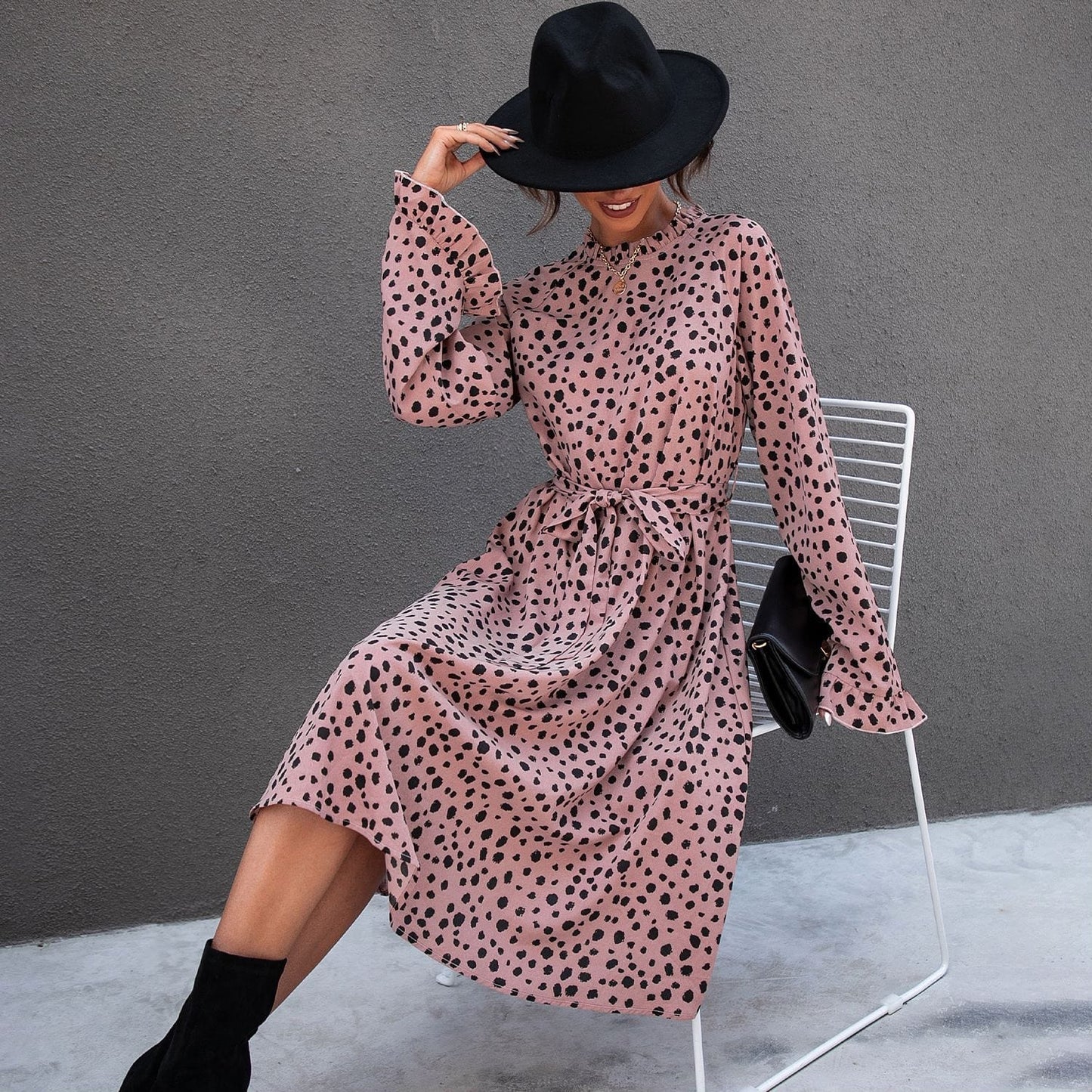 Cheetah Print Tie Waist Dress