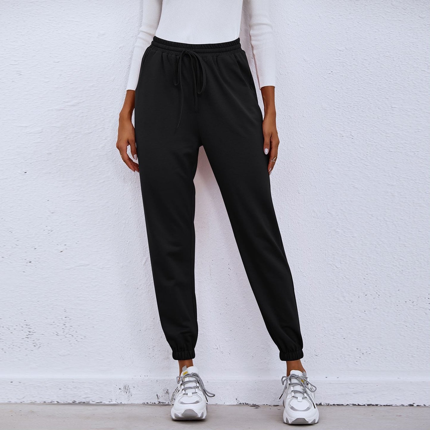 Solid Drawstring Waist Joggers
