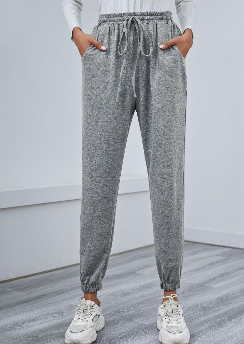 Solid Drawstring Waist Joggers