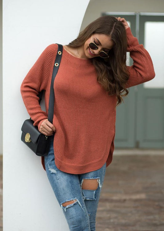 Rounded Hem Knit Sweater