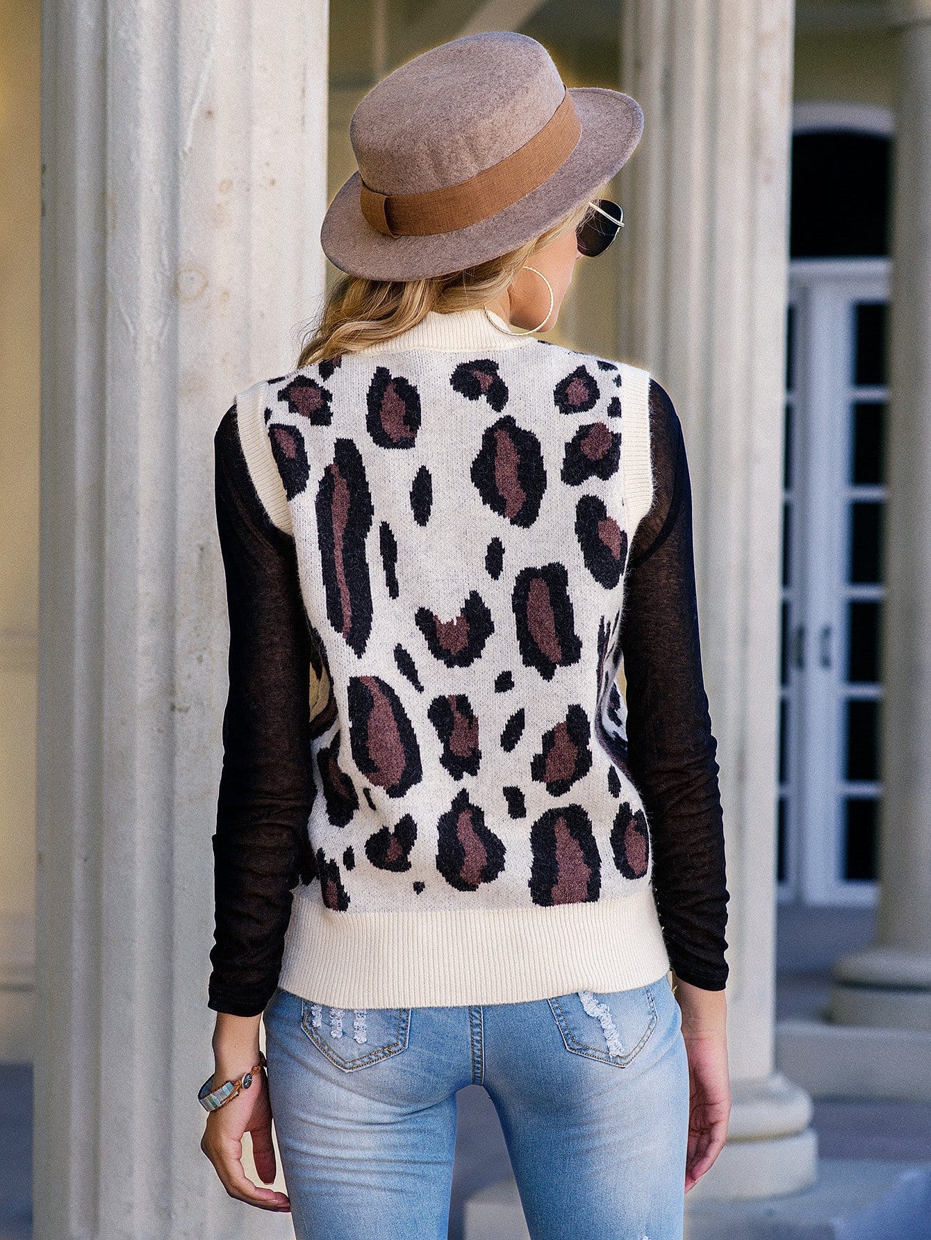Chaleco tipo suéter con estampado de leopardo