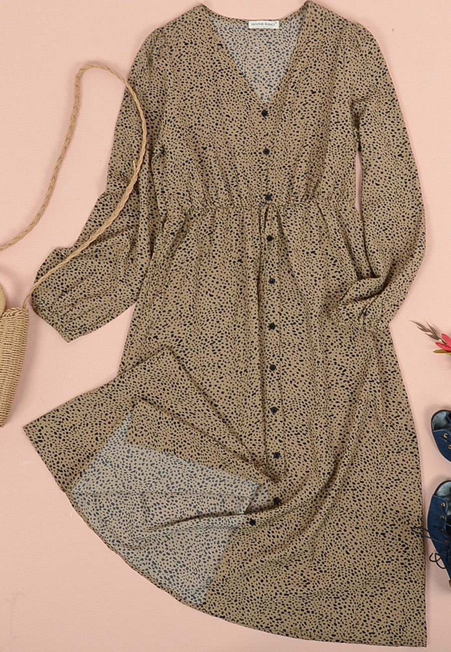 Vestido con botones y estampado de guepardo