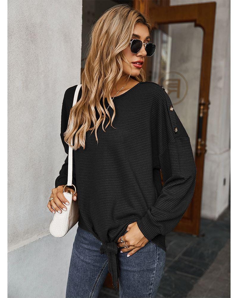 Contrast Button Shoulder Detail Sweater