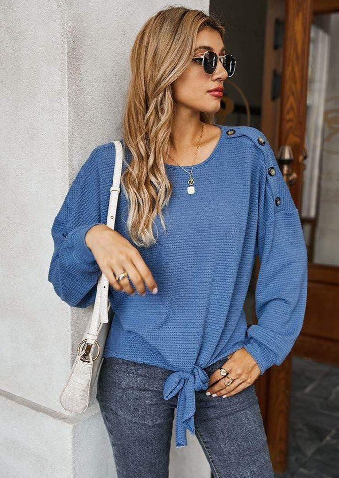 Contrast Button Shoulder Detail Sweater