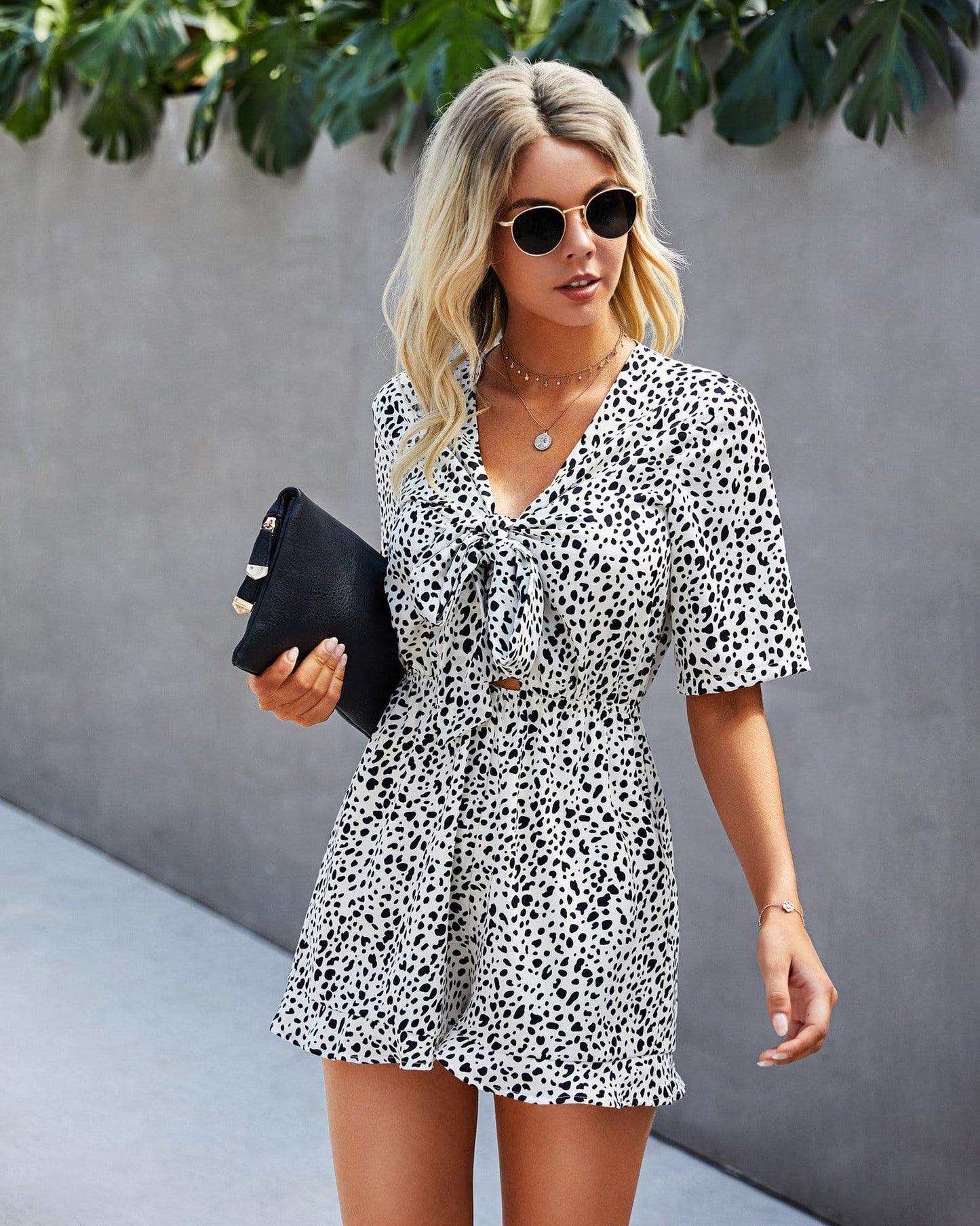 Tie Front Animal Print Romper