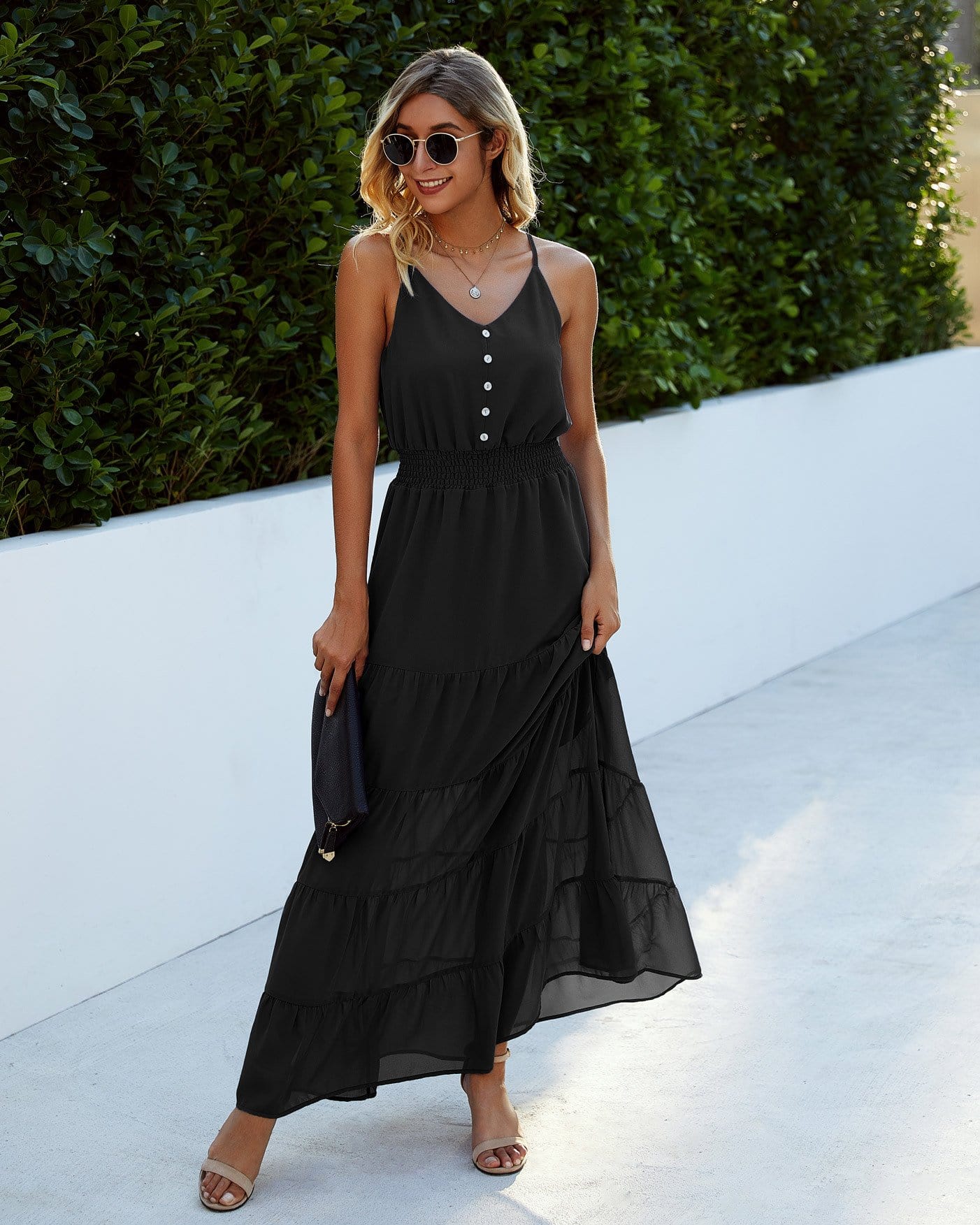 Vestido largo de verano transparente con capas