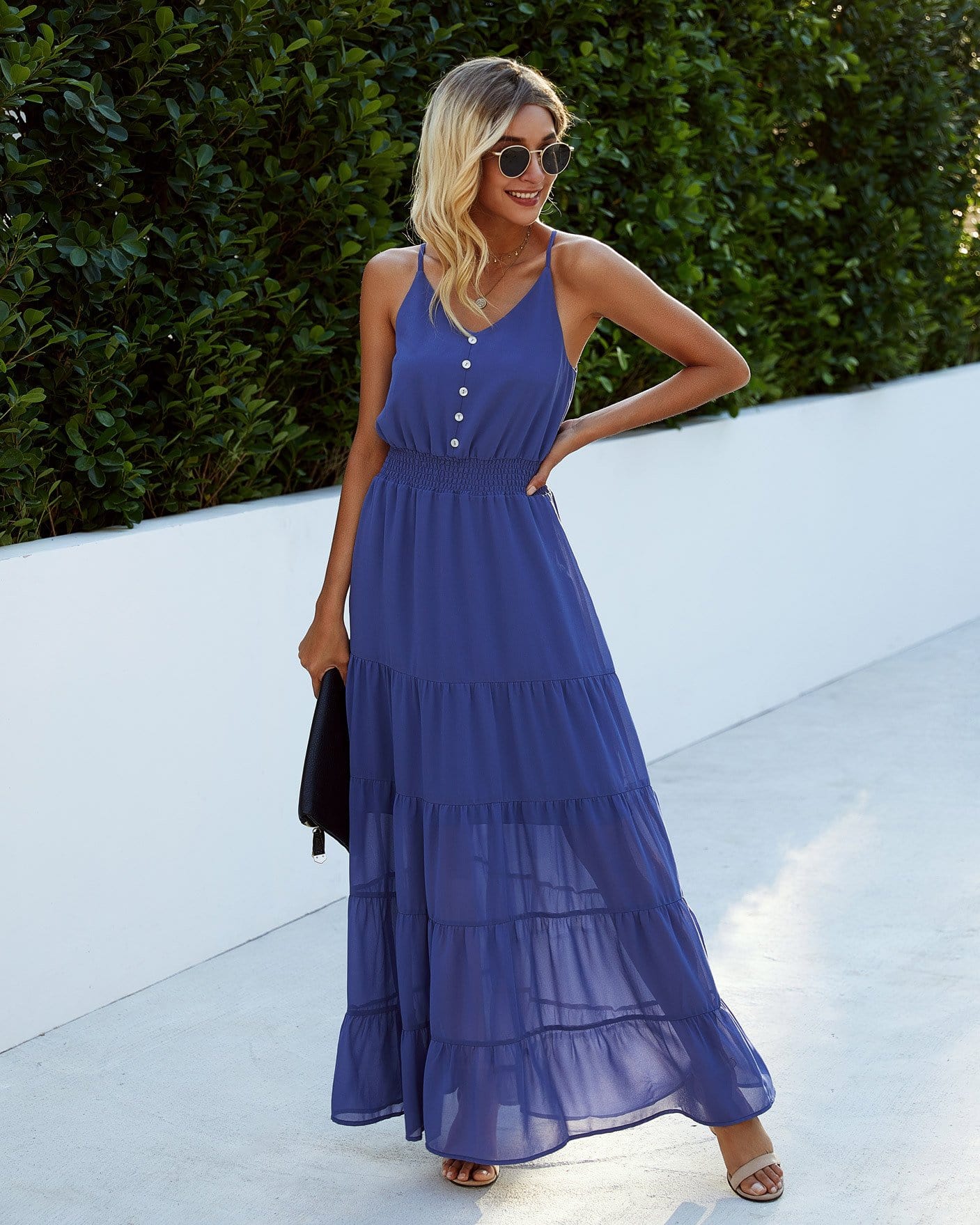 Vestido largo de verano transparente con capas