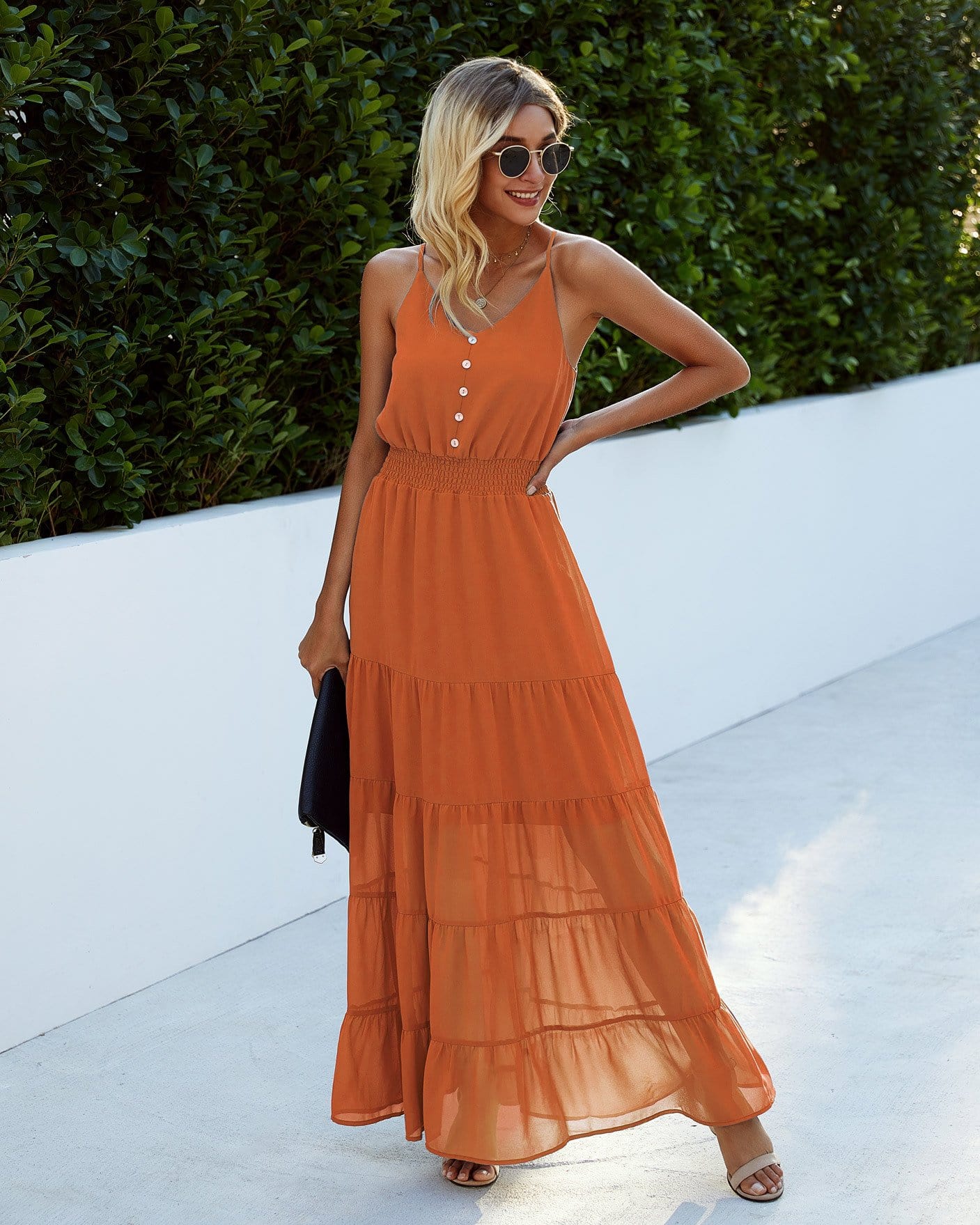 Vestido largo de verano transparente con capas