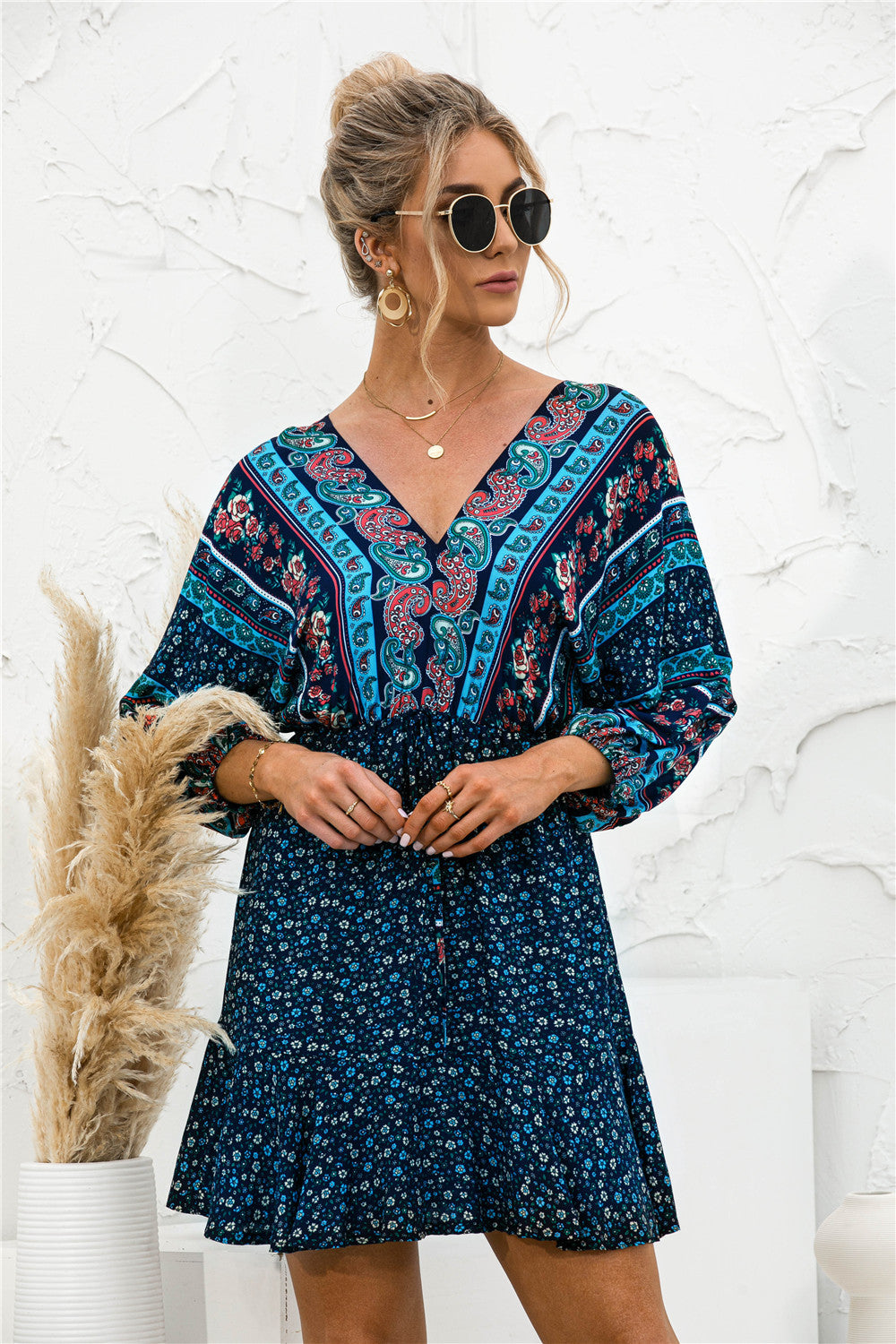 Floral Ruffle Hem Boho Dress
