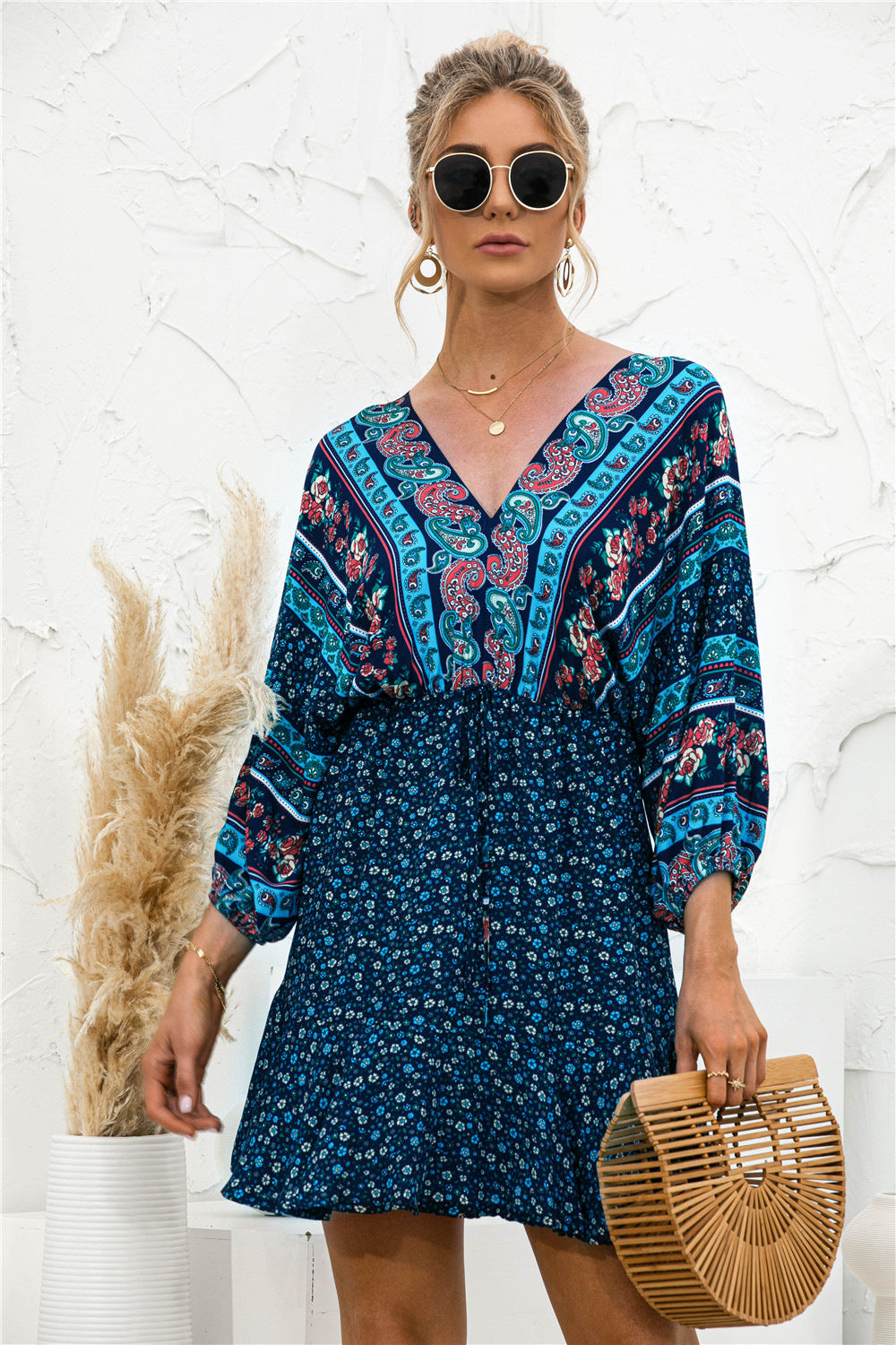 Floral Ruffle Hem Boho Dress