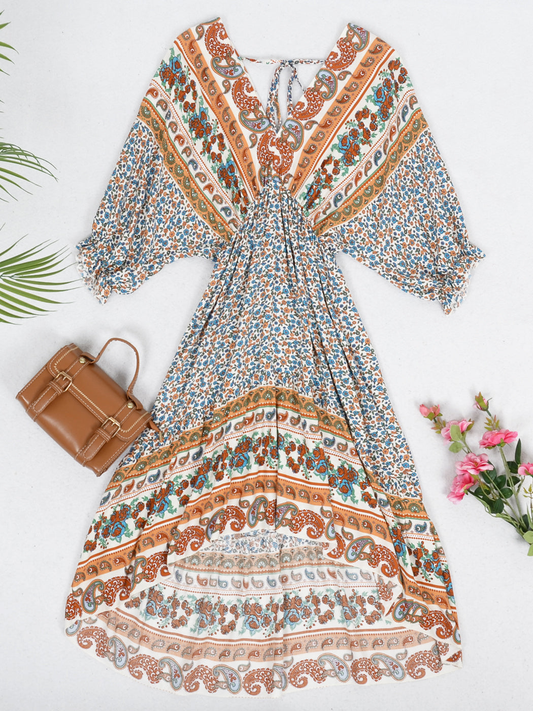 Mixed Print Asymmetrical Hem Dress