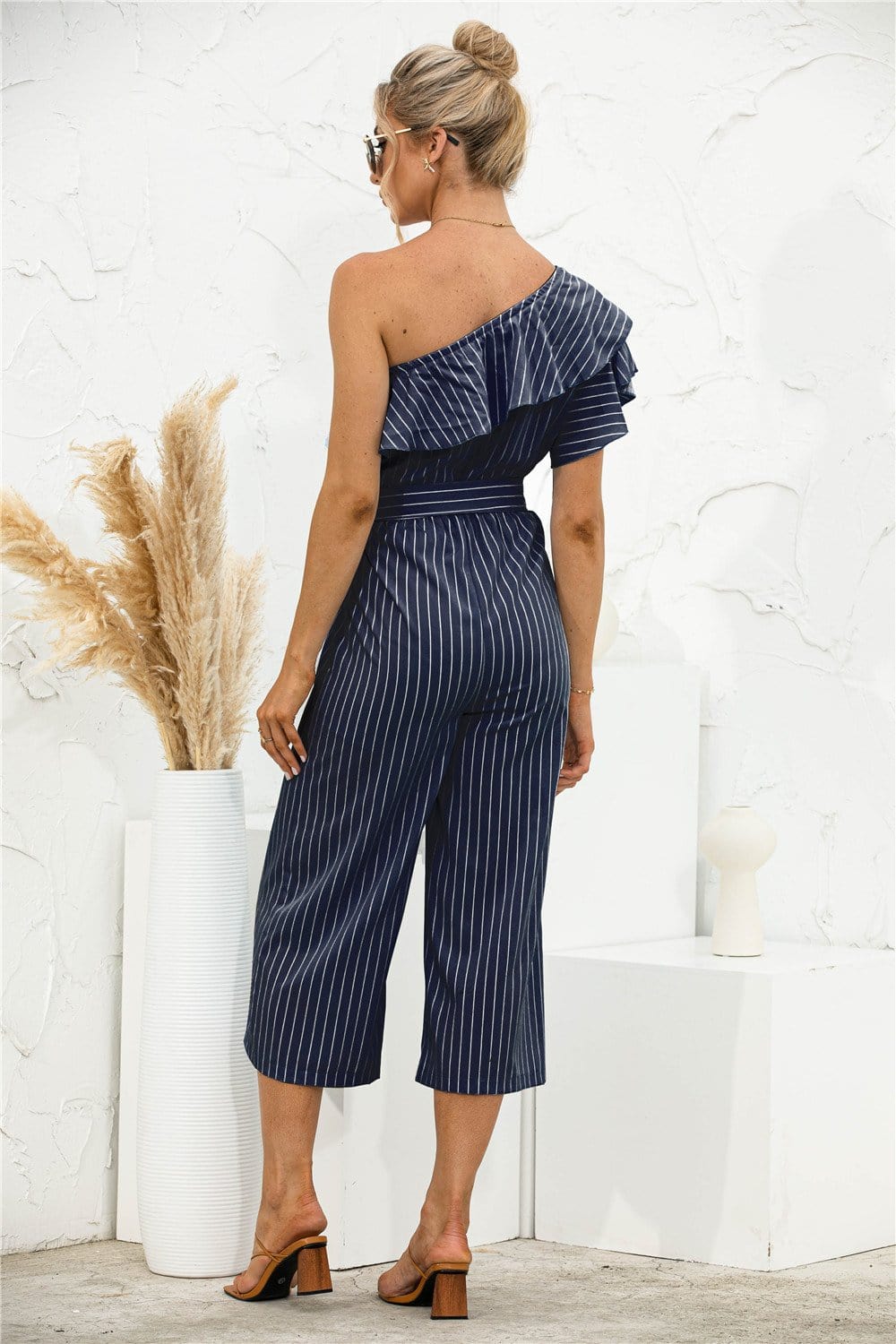 One Shoulder Ruffle Jumpsuit