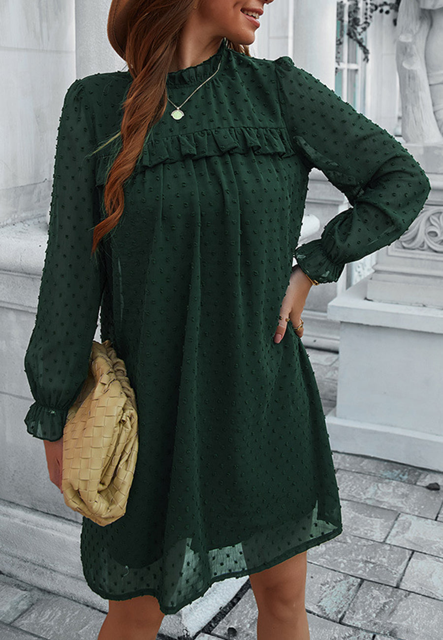 Vestido de lunares suizos con cuello con volantes