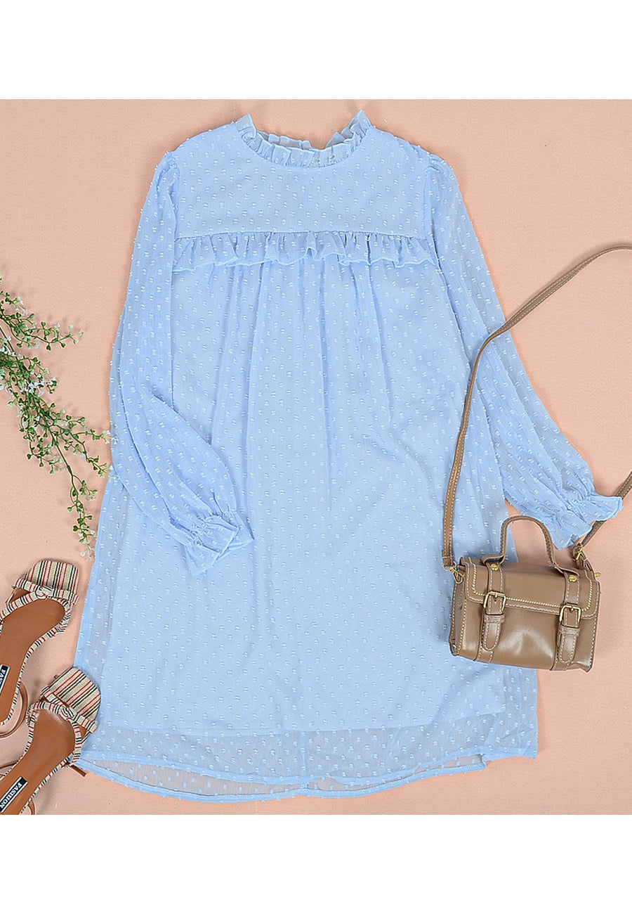 Vestido de lunares suizos con cuello con volantes