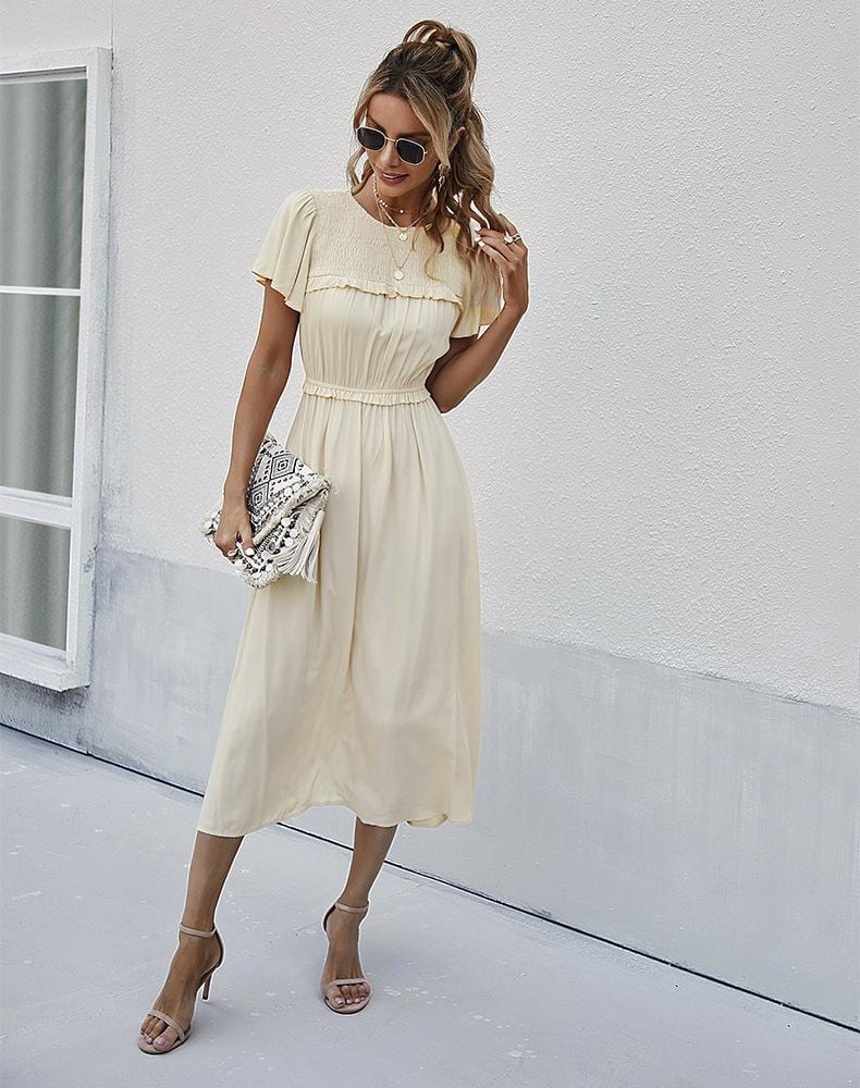 Vestido con cuello fruncido y mangas sueltas