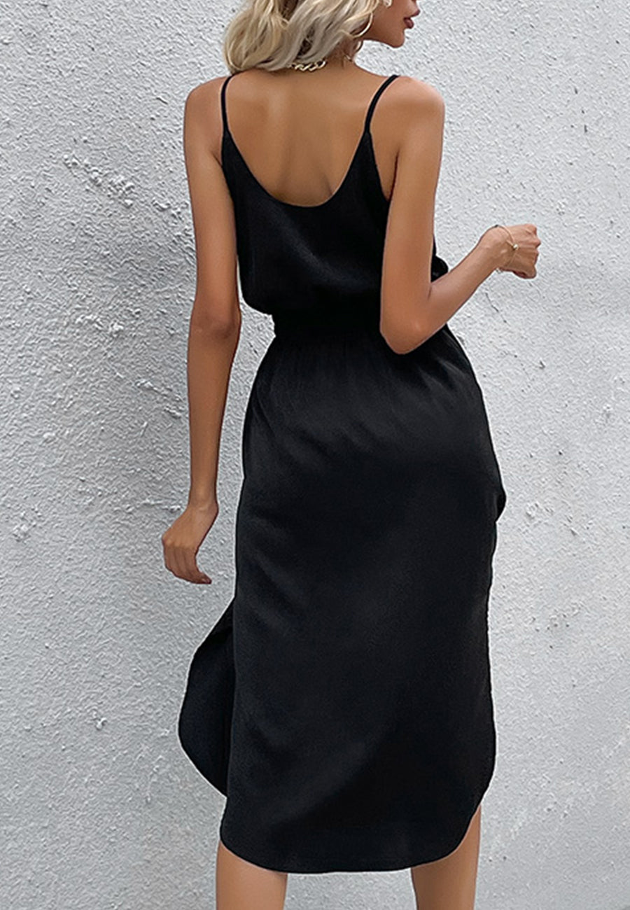 Vestido de color liso con dobladillo redondo