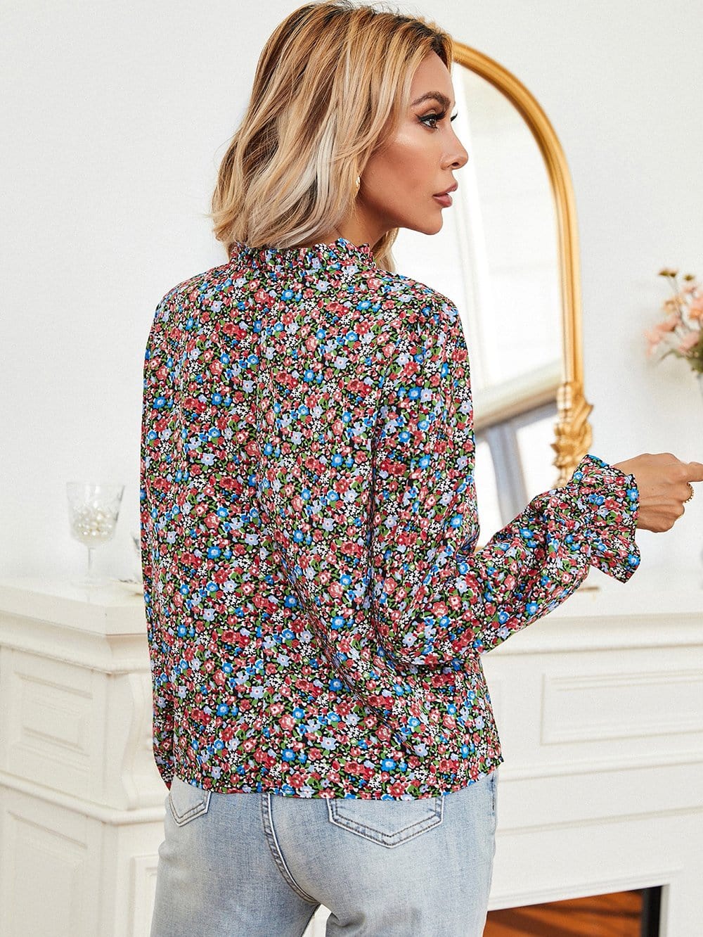 Colorful Floral Print Blouse