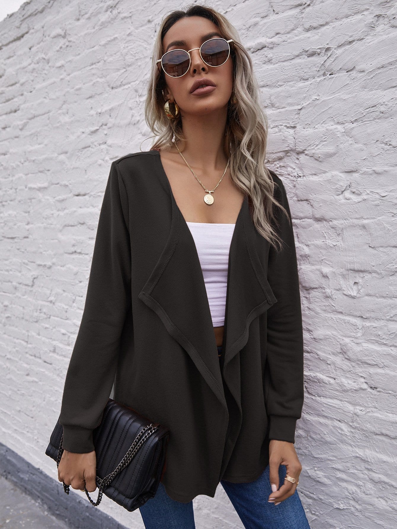 Open Front Shawl Jacket