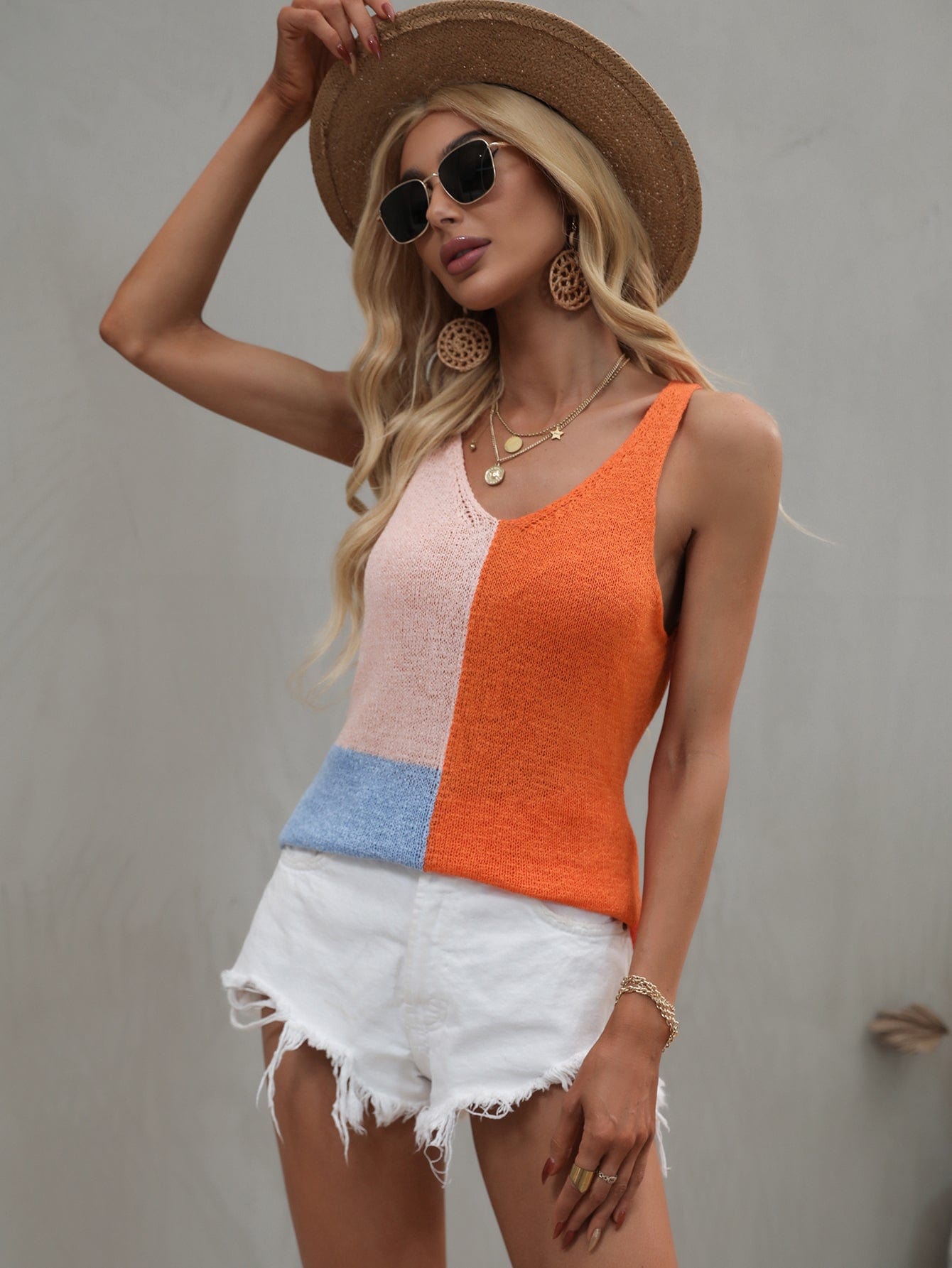 Color Block Knit Tank Top