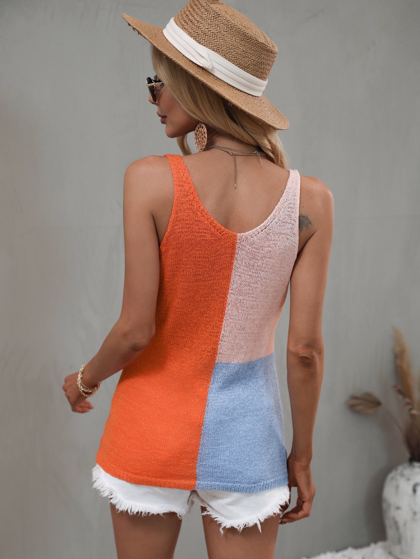 Color Block Knit Tank Top
