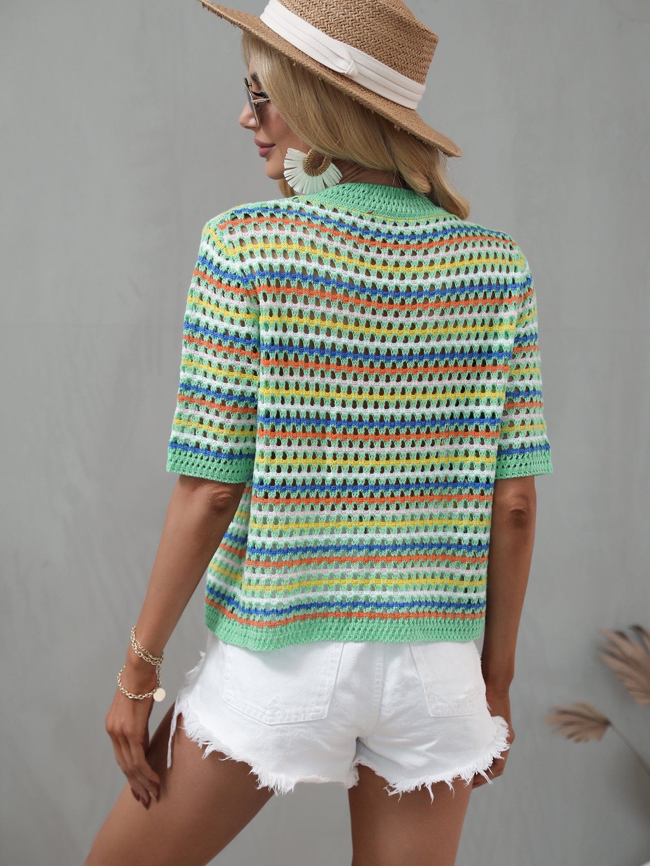 Blusa de punto con ojales multicolor
