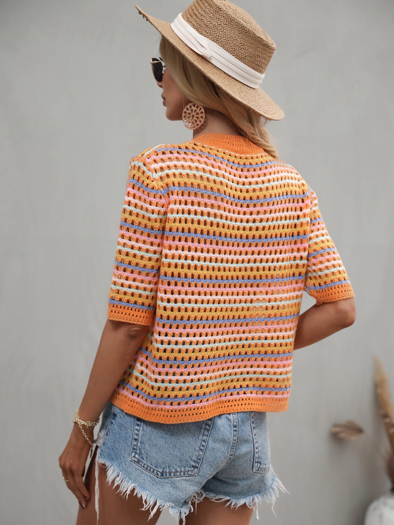 Blusa de punto con ojales multicolor