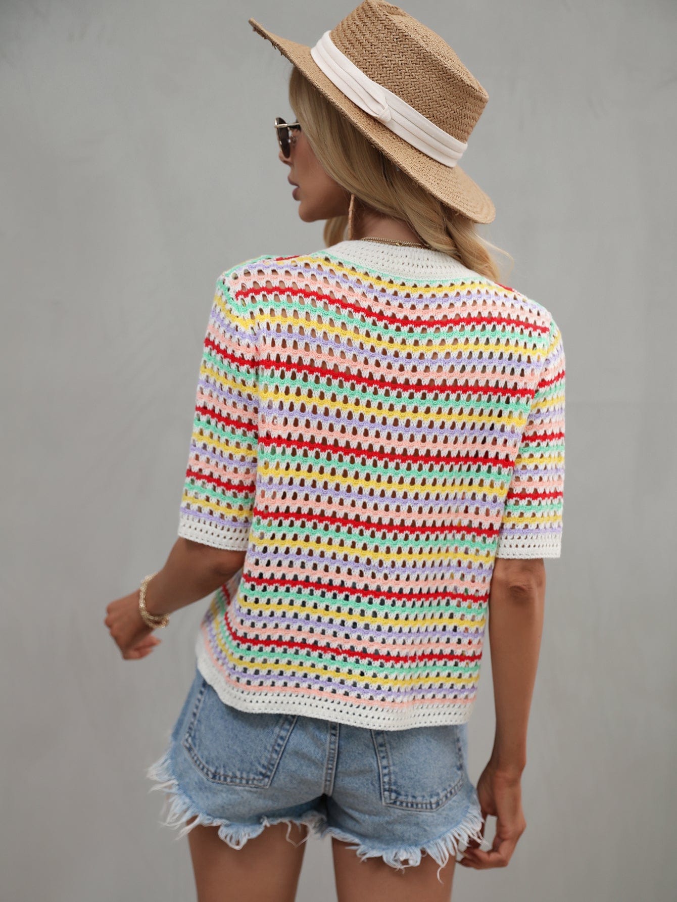 Blusa de punto con ojales multicolor