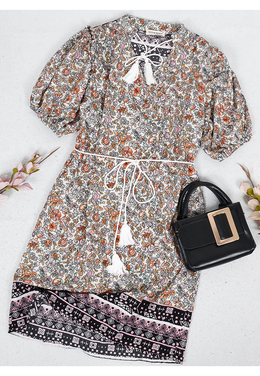 Tassel Tie Detail Boho Dress Midi