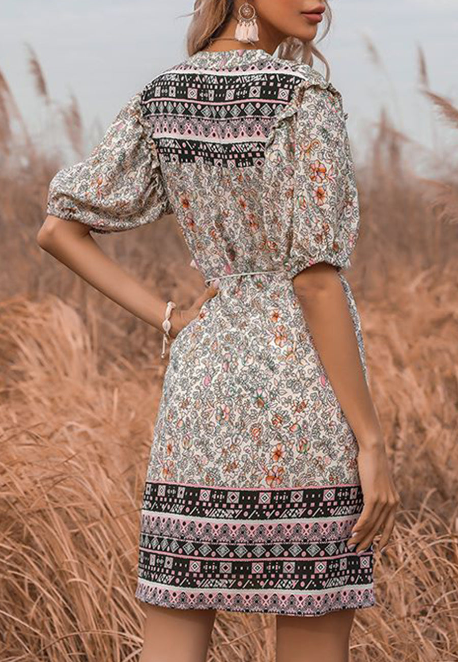 Tassel Tie Detail Boho Dress Midi