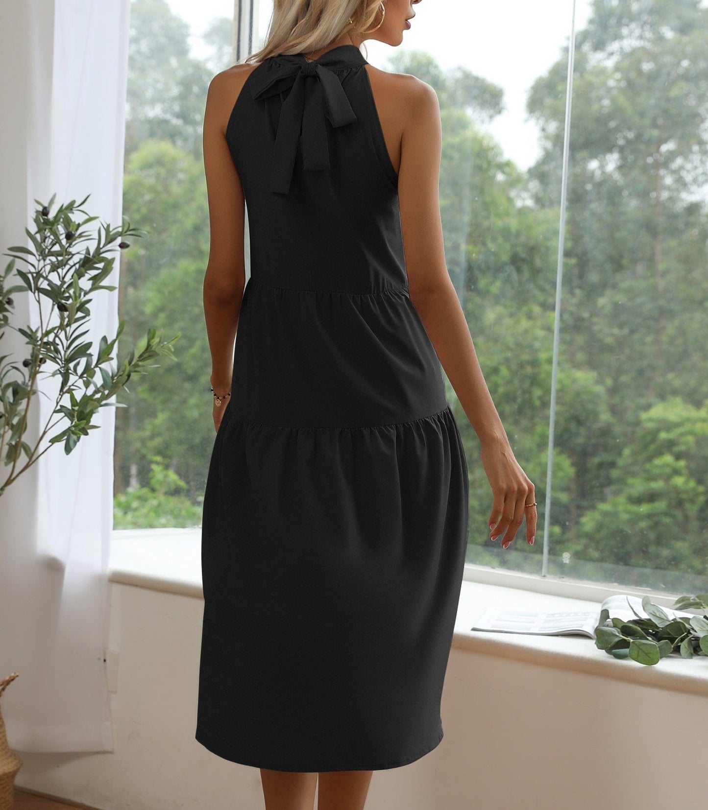 Solid Tiered High Low Dress