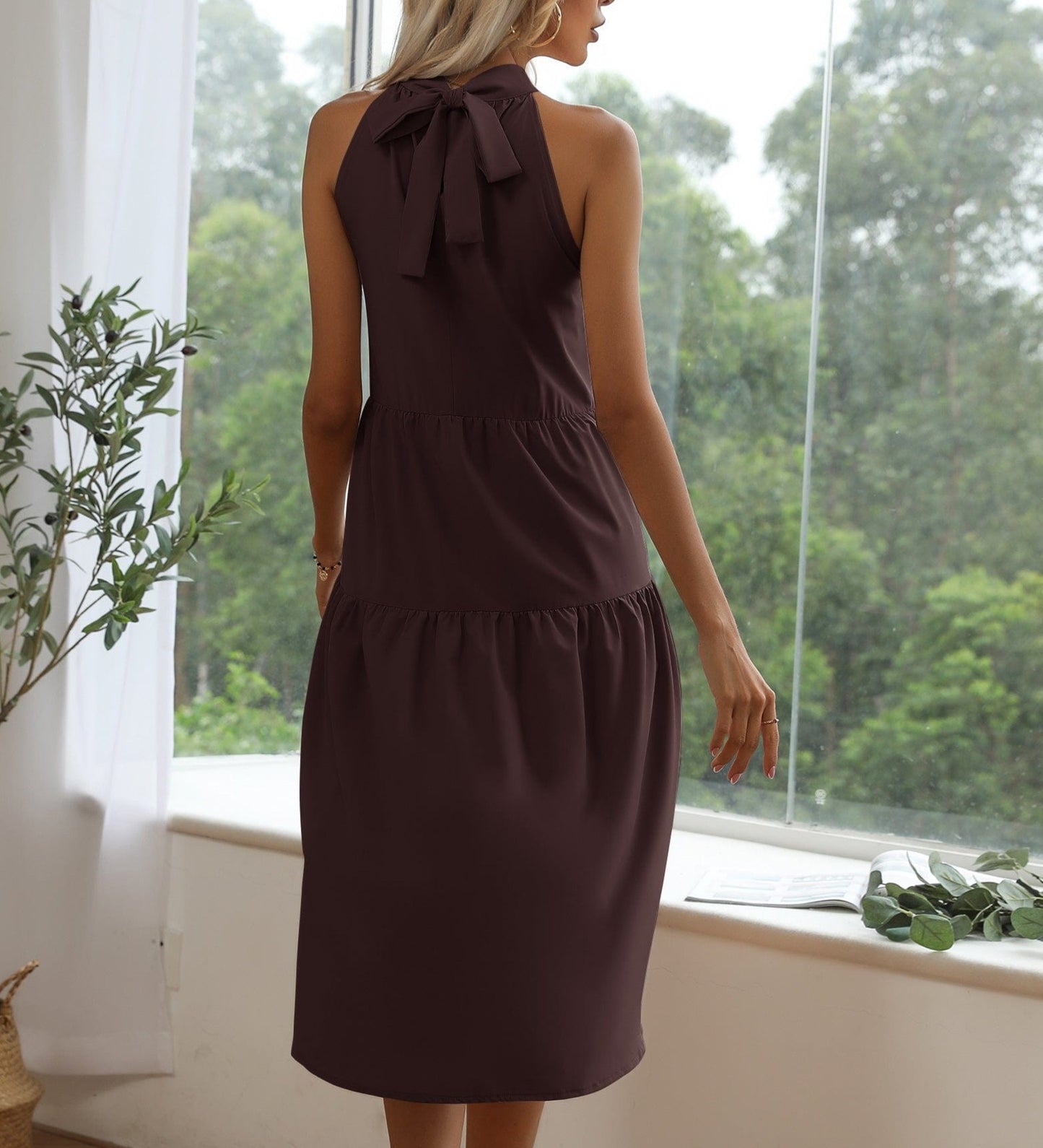 Solid Tiered High Low Dress